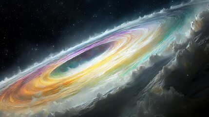 Wall Mural - Colorful galactic ring structure in the vastness of space.