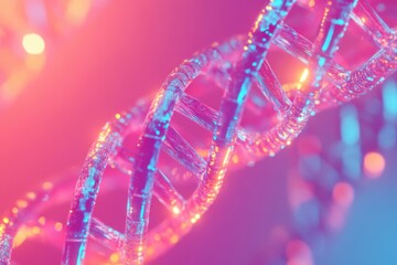 Poster - Colorful DNA strands creating a vibrant visual display against a dynamic background, colourful dna strands on colourful background
