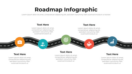 Wall Mural - roadmap infographic presentation layout fully editable.