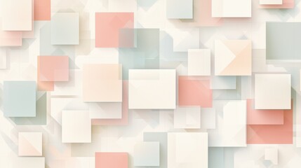 Poster - This artwork features a harmonious arrangement of overlapping rectangles and squares with soft pastel colors. The light tones create a soothing visual effect, adding depth and dimension