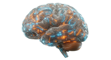 Poster - Artificial brain with glowing circuits representing ai and neural network connections concept art