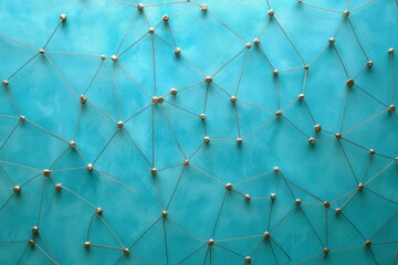 Poster - Network of connections displayed on a blue background emphasizing relationships and structure in design, network of connections on blue background