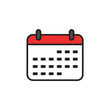 © Yuliya - Red calendar icon with squares indicating dates in flat design
