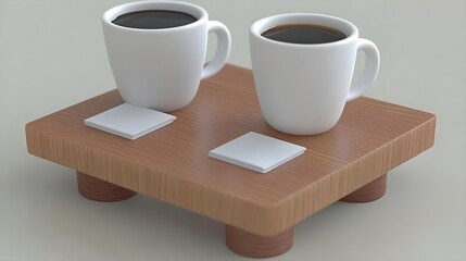 Poster - Modern branding mockup with coffee cups studio setting digital design minimalist environment top view