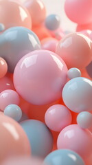 Poster - abstract glossy sphere template for futuristic presentation. colorful pastel bubble background for g