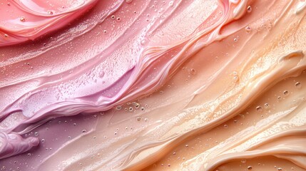 Poster - a colorful swirl of makeup with a light pink and orange base