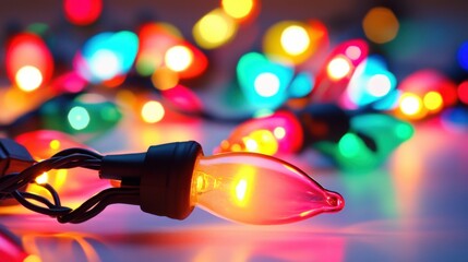 Wall Mural - vibrant string lights glowing in colorful holiday display
