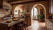 © Tumelo - Mediterranean kitchen with handcrafted tiles, arched openings, and warm, earthy finishes.