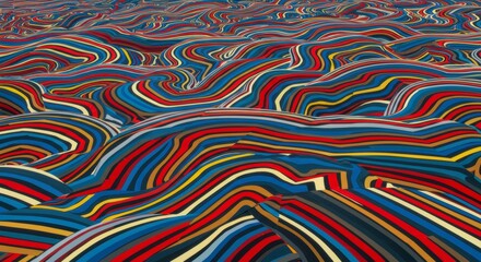 Poster - Colorful striped waves for backgrounds. Abstract wavy stripes pattern. Creative bright striped landscape. Modern geometric artistic pattern for web design, paper.