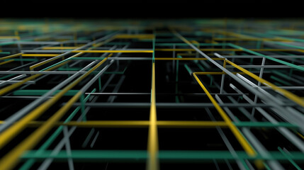 Poster - Complex network of colorful lines creating a digital grid in an abstract design