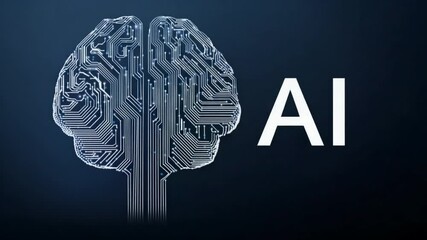 Poster - AI Brain: A futuristic digital representation of a human brain interwoven with intricate circuit board patterns symbolizes the concept of artificial intelligence.