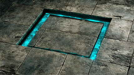 Aufkleber - Illuminated cyberpunk floor panel design futuristic environment digital art perspective