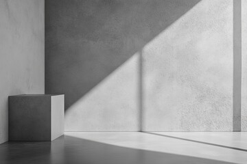 Poster - Minimalist Gray Concrete Room With Sunlight And Shadow