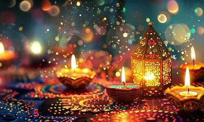 Poster - Illuminating celebration with decorative lanterns and candles