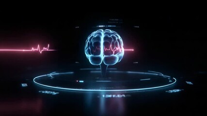 Poster - Illuminating the Mind: A striking digital rendering unveils the human brain, pulsating with neural activity, rendered in vibrant, futuristic hues of blue and red, evoking curiosity and wonder.