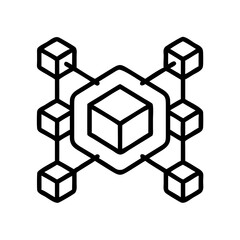 Poster - Blockchain network technology connection cube data structure digital block chain system design element