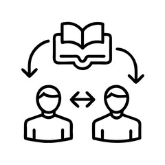 Poster - Knowledge sharing and transfer between people with book and arrows concept illustration vector