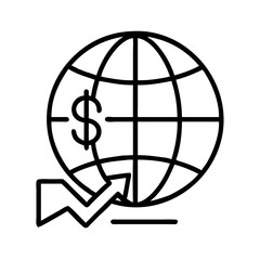 Poster - Global economy dollar sign arrow trending down financial crisis market investment vector icon