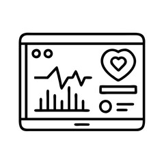 Poster - Heart health monitor on tablet device showing heartbeat rhythm and vital signs for medical use case