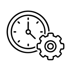 Poster - Clock time management settings gear icon vector illustration time settings management process concept 90