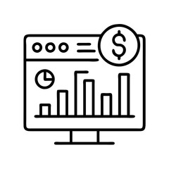 Poster - Financial analysis chart on computer screen showing business growth and dollar symbol icon design