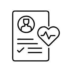 Poster - Medical record health check report patient healthcare document heart beat line icon vector design