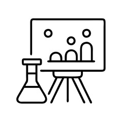 Poster - science lab experiment setup with flask and whiteboard for chemistry research and analysis