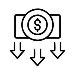 Poster - Money flow financial loss investment cash outflow dollar sign finance decrease icon vector graphic