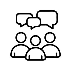 Poster - Group discussion vector illustration of people talking and sharing ideas in speech bubbles design