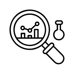 Poster - Data analysis research with magnifying glass and graph for science and business analytics icon