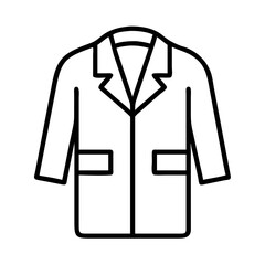 Poster - Outline lab coat vector illustration for medical professional attire and uniform design element