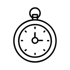 Poster - Outline pocket watch time clock antique vintage retro timer hour minute second design icon vector
