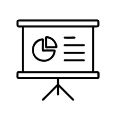 Poster - Presentation chart with pie graph and data outline icon for business report and analysis