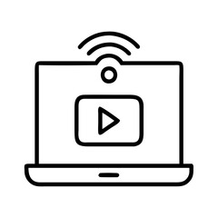 Fototapete - Laptop streaming video online conference webinar presentation wireless connection internet device