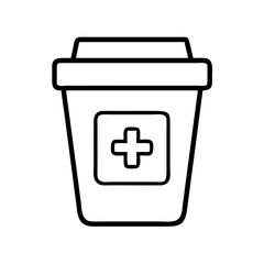 Poster - Outline medical container with plus symbol vector illustration for healthcare design needs