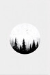 © Vilius - black and white tree and moon illustrations with minimalist style, abstract nature designs with ink and watercolor effects, silent forest drawings, artistic line compositions for print or poster use