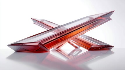 Poster - Abstract Glass Forms Architectural Design - Modern glass architecture, geometric shapes, transparency, light refraction, contemporary design. Symbolizing innovation, elegance, sophistication