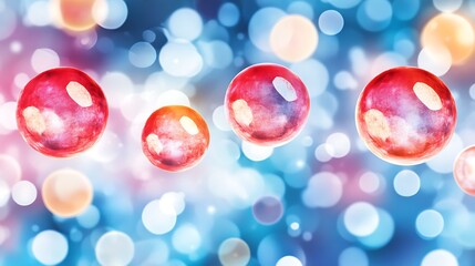 Shimmering spheres float on bokeh backdrop