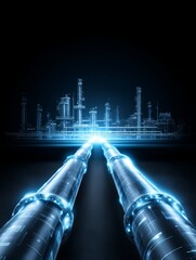 Poster - pipeline network: petrochemical and gas industry transport - futuristic symbolizing energy transport