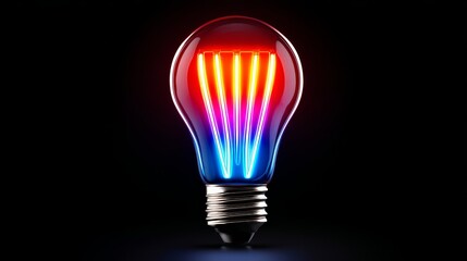 Poster - Radiant Energy: A Spectrum of Light - Symbolizing innovation, creativity, technology, brilliance, and enlightenment, this showcases a vibrant lightbulb radiating multicolored energy