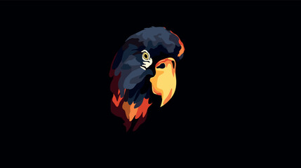 Wall Mural - colorful parrot illustration on black background - vibrant bird art with bold colors flat vector ill