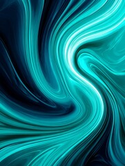 Poster - Teal Swirl Abstract Design - Abstract art depicting swirling teal, turquoise, and cyan colors. Symbolizing fluidity, energy, motion, serenity, and transformation
