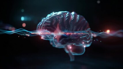 Poster - Brain Activity: A dynamic and captivating visual, showcasing a transparent brain rendered with intricate detail, enveloped by pulsating energy and interconnected pathways.