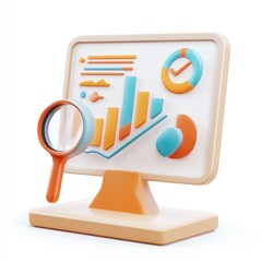 Poster - Data analysis represented by a magnified dashboard.