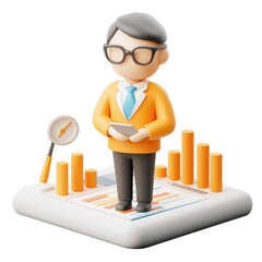Poster - Businessman analyzing data on a tablet.