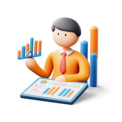 Poster - 3d illustration of a businessperson analyzing data.