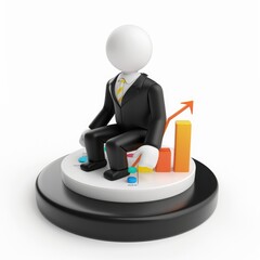 Poster - Businessperson seated atop a chart of rising growth.