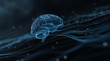 Poster - Brainwave Symphony: A mesmerizing abstract image of a translucent human brain in a state of neural activity, pulsating with the rhythm of electrical impulses.
