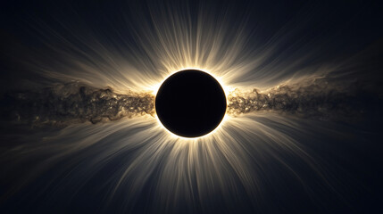 Wall Mural - Artistâs vision of a cosmic eclipse with Saturn partially shadowing the sun, rings glimmering.