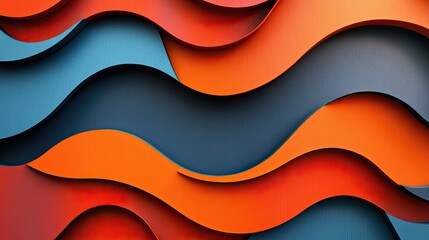 Poster - Abstract Wavy Background with Orange Blue Red Color Palette